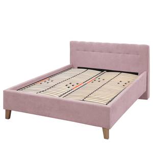 Lit capitonné Woodlake II Velours Ravi: Mauve - 160 x 200cm - Avec espace de rangement