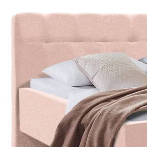 Lit capitonné Woodlake I Tissu Mavie: Rose - 140 x 200cm - Avec espace de rangement