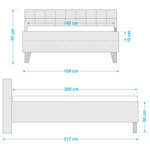 Lit capitonné Woodlake I Tissu Mavie: Rose - 140 x 200cm - Avec espace de rangement