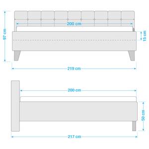 Polsterbett Woodlake I Webstoff Mavie: Grau - 200 x 200cm - Mit Stauraum