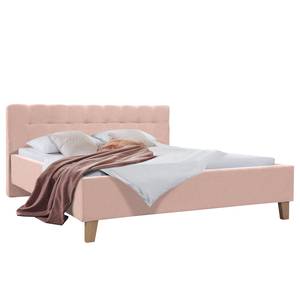 Gestoffeerd bed Woodlake I Geweven stof Mavie: Roze - 200 x 200cm