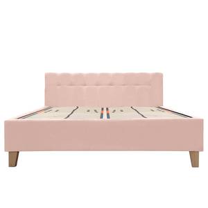 Gestoffeerd bed Woodlake I Geweven stof Mavie: Roze - 200 x 200cm