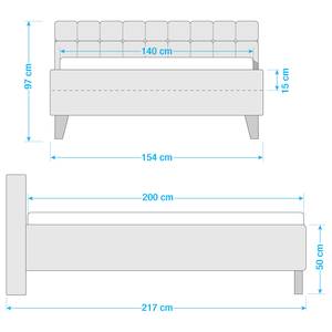 Lit capitonné Woodlake II Velours Ravi: Beige	 - 140 x 200cm - Avec espace de rangement