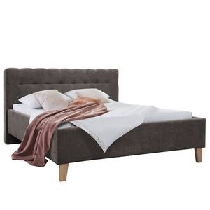 Gestoffeerd bed Woodlake II Velours Ravi: Grijsbruin - 140 x 200cm