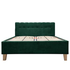 Lit capitonné Woodlake II Velours Ravi: Vert vieilli - 160 x 200cm - Avec espace de rangement