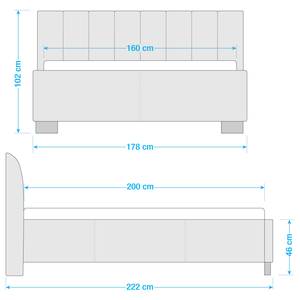 Polsterbett Larisa Webstoff Mavie: Grau - 160 x 200cm - Mit Stauraum