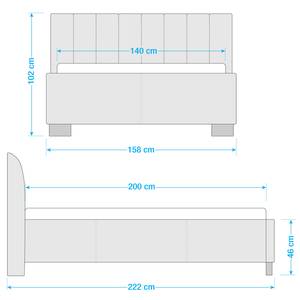 Gestoffeerd bed Larisa Geweven stof Mavie: Grijs - 140 x 200cm