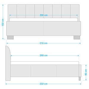 Polsterbett Larisa Webstoff Mavie: Grau - 200 x 200cm - Mit Stauraum