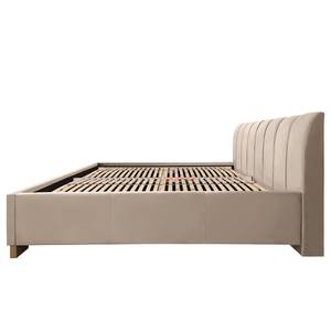 Gestoffeerd bed Larisa Velours Ravi: Beige	 - 160 x 200cm