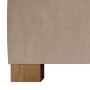 Lit capitonné Larisa Velours Ravi: Beige	 - 160 x 200cm - Avec espace de rangement