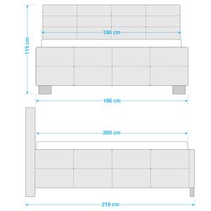 Gestoffeerd bed Atessio Geweven stof Mavie: Grijs - 180 x 200cm