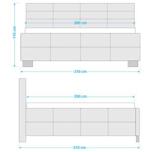 Lit capitonné Atessio Tissu structuré Ronya: Gris - 200 x 200cm - Sans espace de rangement