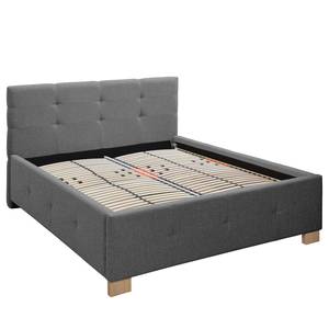 Gestoffeerd bed Atessio Geweven stof Mavie: Basalt - 180 x 200cm