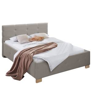 Gestoffeerd bed Atessio Structuurstof Ronya: Donkergrijs - 140 x 200cm