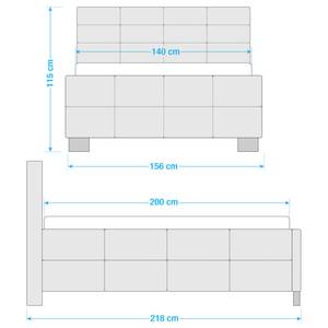 Gestoffeerd bed Atessio Structuurstof Ronya: Donkergrijs - 140 x 200cm