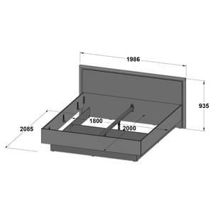 Bettgestell Egan Eiche Artisan Dekor / Eiche Schwarz Dekor - 180 x 200cm