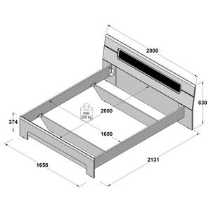 Bedframe Tandel Beige - Bruin - Plaatmateriaal - 200 x 83 x 213 cm