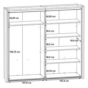 Zweefdeurkast Roland Breedte: 231 cm