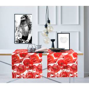 Chemin de table 7702 Coton - Rouge / Blanc