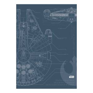 Wandbild Star Wars Blueprint Falcon Mehrfarbig - Papier - 50 cm x 70 cm
