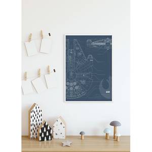 Wandbild Star Wars Blueprint Falcon Mehrfarbig - Papier - 50 cm x 70 cm