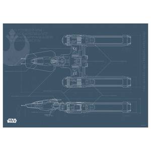 Wandbild Star Wars EP9 Blueprint Y-Wing Schwarz - Papier - 70 cm x 50 cm