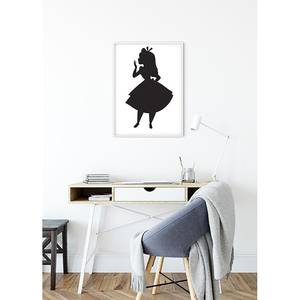 Wandbild Alice Silhouette Schwarz / Weiß - Papier - 50 cm x 70 cm