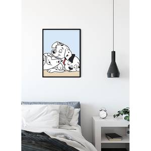Wandbild 101 Dalmatiner Cuddle Blau / Weiß - Papier - 50 cm x 70 cm