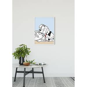 Wandbild 101 Dalmatiner Cuddle Blau / Weiß - Papier - 50 cm x 70 cm