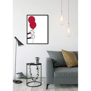 Wandbild Mickey Mouse Balloon Weiß / Rot - Papier - 50 cm x 70 cm