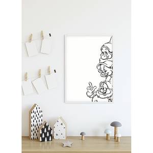 Wandbild Snow White Dwarves Schwarz / Weiß - Papier - 50 cm x 70 cm
