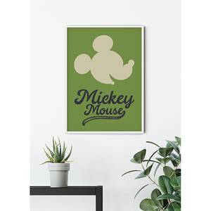 Wandbild Mickey Mouse Green Head Grün / Schwarz - Papier - 50 cm x 70 cm