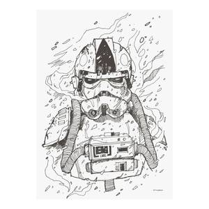 Wandbild Star Wars Pilot Drawing Schwarz / Weiß - Papier - 50 cm x 70 cm