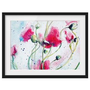 Afbeelding Painted Poppies II papier/grenenhout - lila - 70 x 50 cm