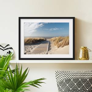 Afbeelding Oostzee Strand papier/grenenhout – beige - 100 x 70 cm