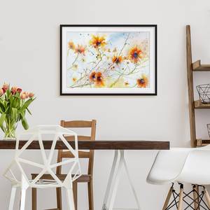 Bild Painted Flowers II Papier / Kiefer - Orange - 70 x 50 cm