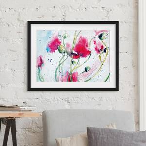 Afbeelding Painted Poppies II papier/grenenhout - lila - 100 x 70 cm