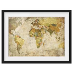 Afbeelding Wereldkaart V papier/grenenhout - groen - 70 x 50 cm