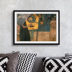 Poster con cornice Klimt La musica II Carta / Pino - Verde - 100 x 70 cm
