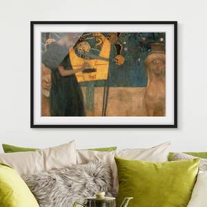 Poster con cornice Klimt La musica II Carta / Pino - Verde - 100 x 70 cm