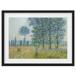 Afbeelding Monet Velden Voorjaar II papier/grenenhout - groen - 100 x 70 cm