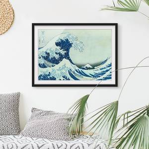 Bild Die Grosse Welle von Kanagawa II Papier / Kiefer - Blau - 70 x 50 cm