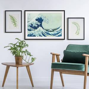 Afbeelding De grote golf van Kanagawa II papier/grenenhout - blauw - 70 x 50 cm