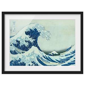 Bild Die Grosse Welle von Kanagawa II Papier / Kiefer - Blau - 100 x 70 cm