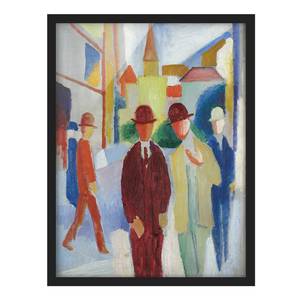 Bild Helle Straße mit Leuten Papier / Kiefer - Mehrfarbig - 50 x 70 cm