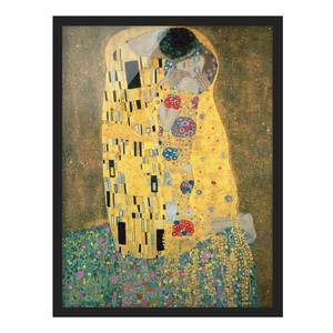 Poster con cornice Klimt Il bacio V Carta / Pino - Oro - 50 x 70 cm