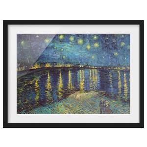 Tableau déco nuit étoilée sur le Rhône Papier / Pin - Bleu - 100 x 70 cm