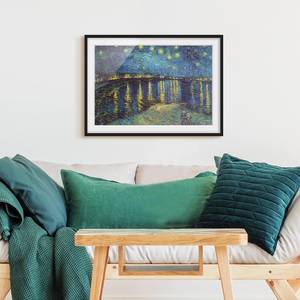 Afbeelding Sterrennacht boven de Rhône papier/grenenhout - blauw - 100 x 70 cm