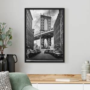 Afbeelding Manhattan Bridge in America V papier/grenenhout - zwart/wit - 70 x 100 cm