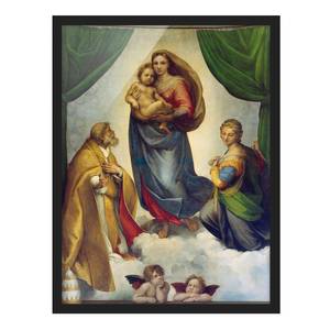 Afbeelding Raffael Sixtijnse Madonna papier/grenenhout - meerdere kleuren - 50 x 70 cm